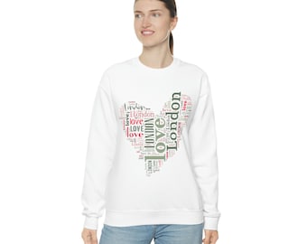 Sweat-shirt à manches longues ras du cou unisexe London, Love London Sweat-shirt