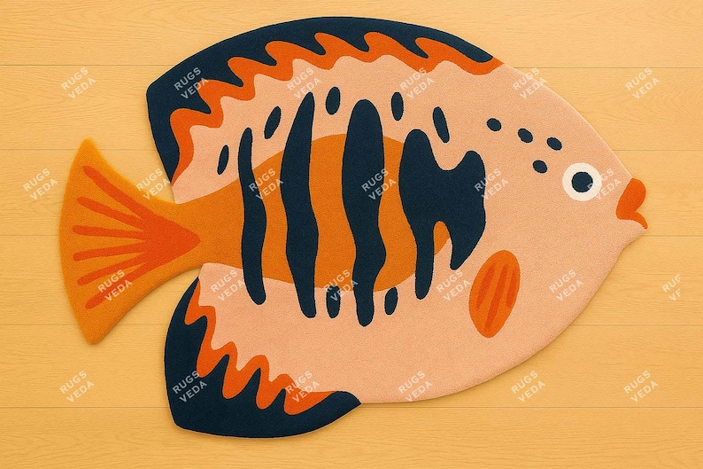 Tropical Fish Rug for Kids Room – Vibrant Ocean Carpet for Nursery, Playroom, or Sea-Themed Decor-Themed Decor 8x10, 9x12, 10x14 100 % Wool
