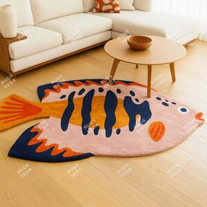 Tropical Fish Rug for Kids Room – Vibrant Ocean Carpet for Nursery, Playroom, or Sea-Themed Decor-Themed Decor 8x10, 9x12, 10x14 100 % Wool