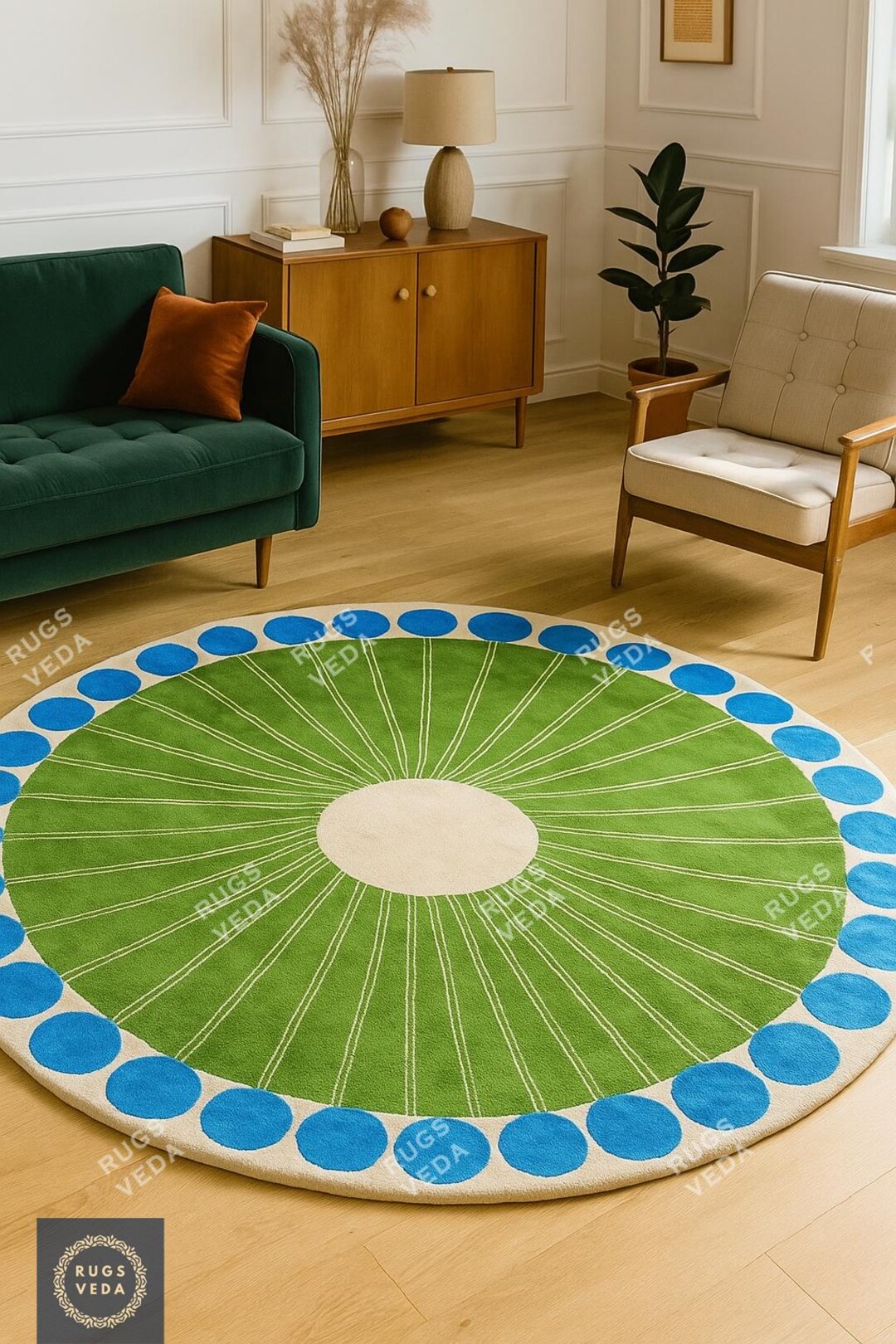 Round Rug Handmade Hand-tufted Wool Round Rug: Vaserely Design, Handmade Area Carpet - Etsy
