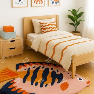 Tropical Fish Rug for Kids Room – Vibrant Ocean Carpet for Nursery, Playroom, or Sea-Themed Decor-Themed Decor 8x10, 9x12, 10x14 100 % Wool