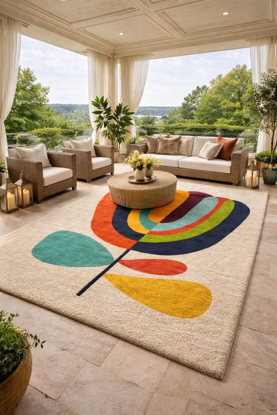 Modern Abstract Color Block Area Rug – Luxury Hand Tufted Wool ...