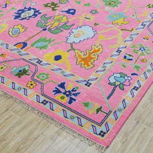 Exquisite Hot Pink Modern Oushak style Hand Knotted Rug 4x6, 5x8, 6x9, 8x10, 9x12,10x14 ft Handmade Rugs for Living Room, Bedroom, Kids Room