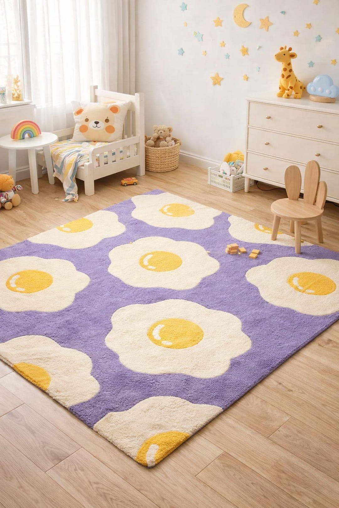 Hand Tufted Egg Pattern Kids Rug, Cute Nursery Area Rug, Soft Plush ...
