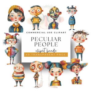 Besondere Menschen Clipart Sammlung - 40 bunte Aquarell Charaktere - Ideal für Grußkarten und künstlerische Projekte
