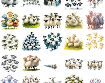 Watercolor Sheep Clipart: Whimsical Farm Animal PNG (Digital Download)