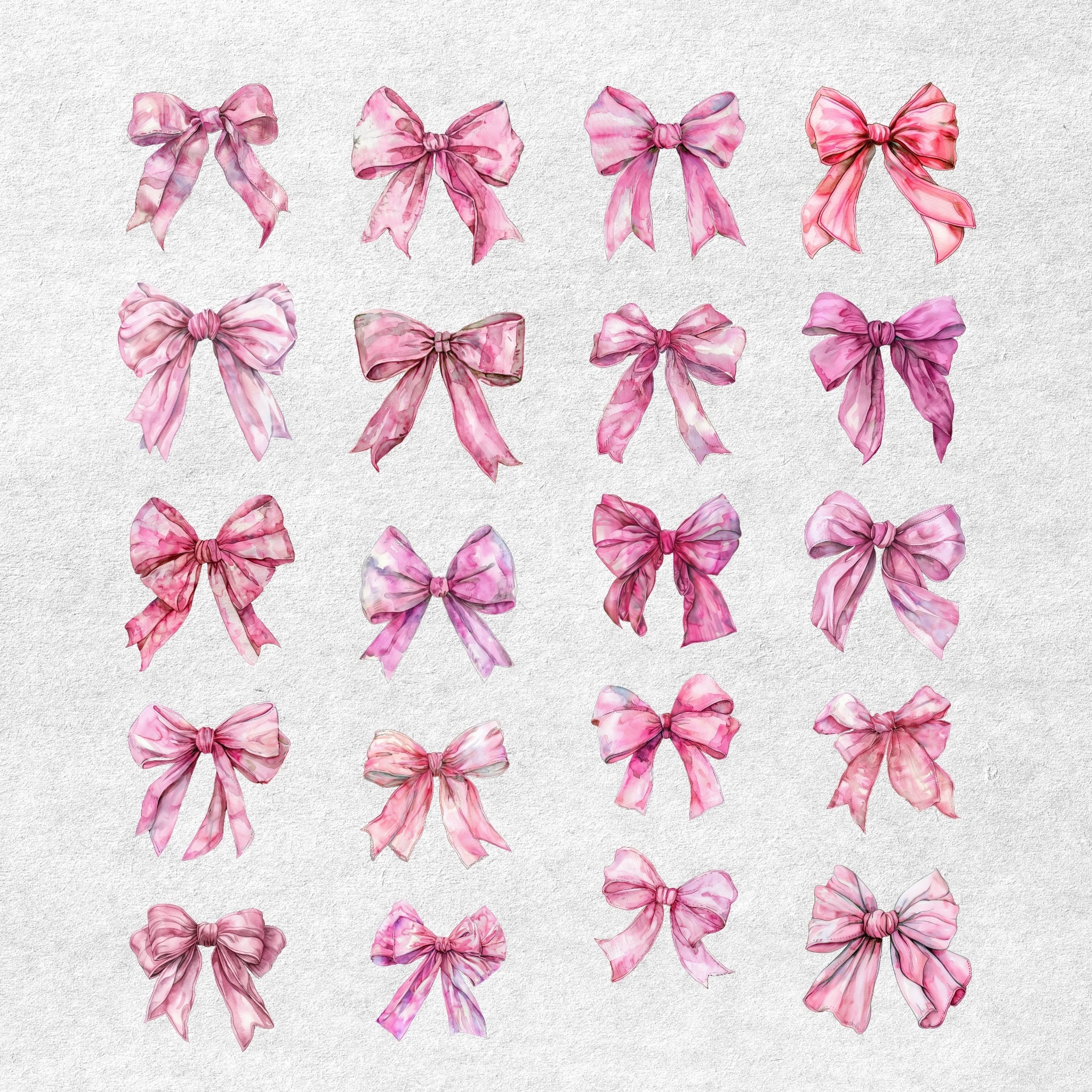Watercolor Coquette Pink Bow Clipart for Professional Design 20 High