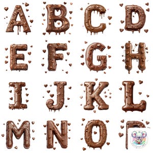 Valentine Chocolate Alphabet Clipart – Sweet Dripping Chocolate Letters for Love-Themed Designs and Valentine’s Day Projects