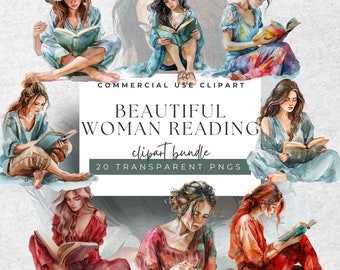 Aquarell Mädchen Clipart: Elegante PNG Illustrationen (Digitaler Download)