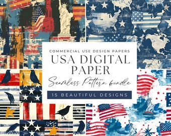 4th of July Digital Paper: American Pride Designs (300 DPI) (Digital Download)