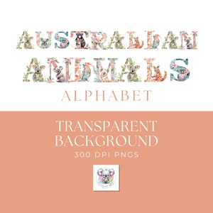 Outback Alphabet Adventure - 26 Australian Animals Clipart PNGs - 300 DPI, Great for Kids & Classrooms and Baby Shower