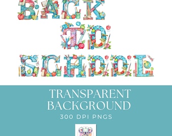 Alphabet Clipart: Back to School A-Z Graphics (300 DPI PNGs)