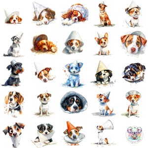 Watercolor Sick Dog Clipart: Whimsical Pet Recovery Art (PNG)