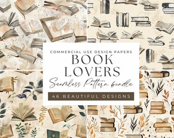 Papel digital sin costuras con temática de libros: 46 diseños literarios (JPEG de 300 DPI)