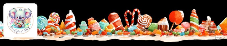 Candyland Borders Clipart PNG, Pastel Candy Landscape, Party Decor ...