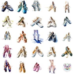 Watercolor Ballet Shoes Clipart PNG, Transparent Pointe Shoe Art, Elegant Ballet Slippers in Pastel & Whimsical Styles for Crafts and Design