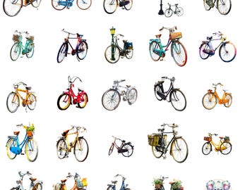 Watercolor Bicycle Clipart Bundle: Vintage Bikes with Flowers (PNG Digital Download)