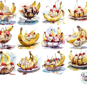 30 süße Dessert Illustrationen für Sommerpartys, Eiscreme Dekore & Printables