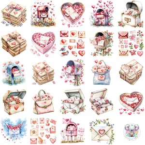 Incantevole pacchetto di 48 clipart PNG di candele di San Valentino - Illustrazioni digitali ad alta risoluzione a tema romantico per progetti fai da te e artigianali