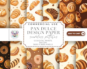 Zestaw wzorów Delicious Pan Dulce Seamless Pattern - 12 wzorów inspirowanych piekarnią