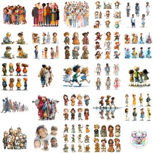 Multicultural Kids Clipart PNG: Diverse Children Illustrations for Education