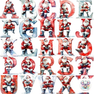 Alfabeto de Papá Noel PNG: 26 letras navideñas de alta resolución y 300 DPI para invitaciones, manualidades y decoración