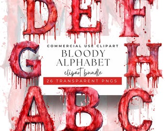 Halloween Bloody Alphabet Clipart: Dripping Horror Letters (PNG)