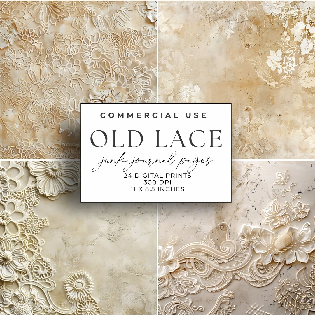Vintage Lace Ephemera: 24 Junk Journal Pages (digital Download) - Etsy