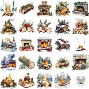 Aquarell Yule Log Clipart PNG, transparente, wunderliche Winter Kunst, gemütliche festliche Szenen für Kunsthandwerk, Einladungen und saisonale Designs
