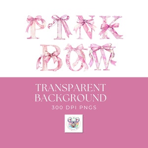 Clipart de alfabeto de letras de arco rosa coquete aquarela premium - PNGs de alta resolução de 300 DPI, perfeito para projetos criativos