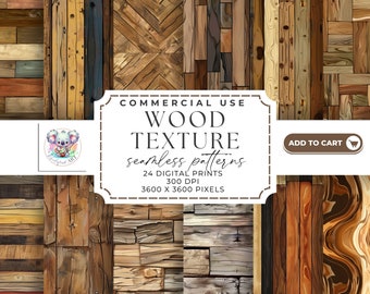 Holz Textur Papier: 24 nahtlose rustikale Muster (kommerzielle Nutzung)