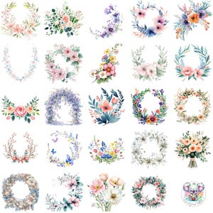 Aquarell Frühling Blumenhochzeitswappen Clipart PNG, transparente wunderliche Blumenkunst, elegante Designs für Einladungen und Kunsthandwerk