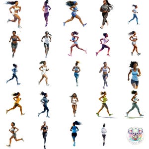 Aquarel zwarte vrouw joggen clipart png, transparante actieve levensstijl illustraties voor fitness branding, sportambachten en ontwerpen