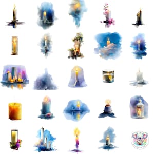 Vela conmemorativa PNG, 45 velas de recuerdo en acuarela, arte transparente de duelo y homenaje para condolencias, álbumes de recortes y diseño
