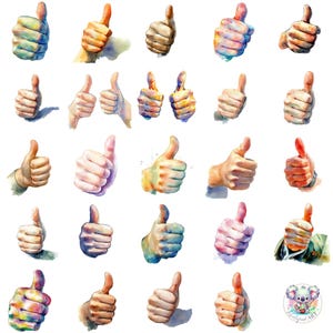 Clipart PNG de pulgares arriba humorísticos en acuarela, gestos con las manos extravagantes transparentes, arte de aprobación divertido para manualidades, invitaciones y diseños