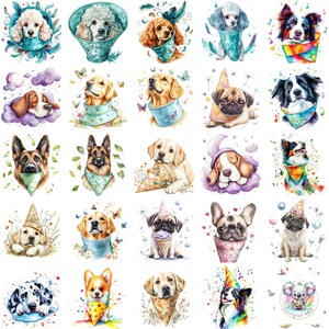 48 entzückende Hund mit Zapfen Cliparts - bezaubernde Aquarell Designs für Kunsthandwerk, Journals, Einladungen & digitale Projekte zum Thema Haustiere