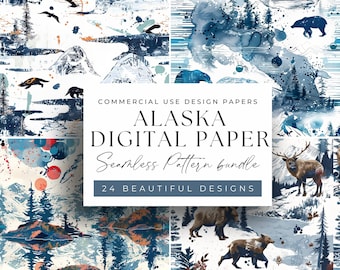 Pack de papier numérique Alaskan Adventure : motifs de scrapbooking sans couture (téléchargement numérique)
