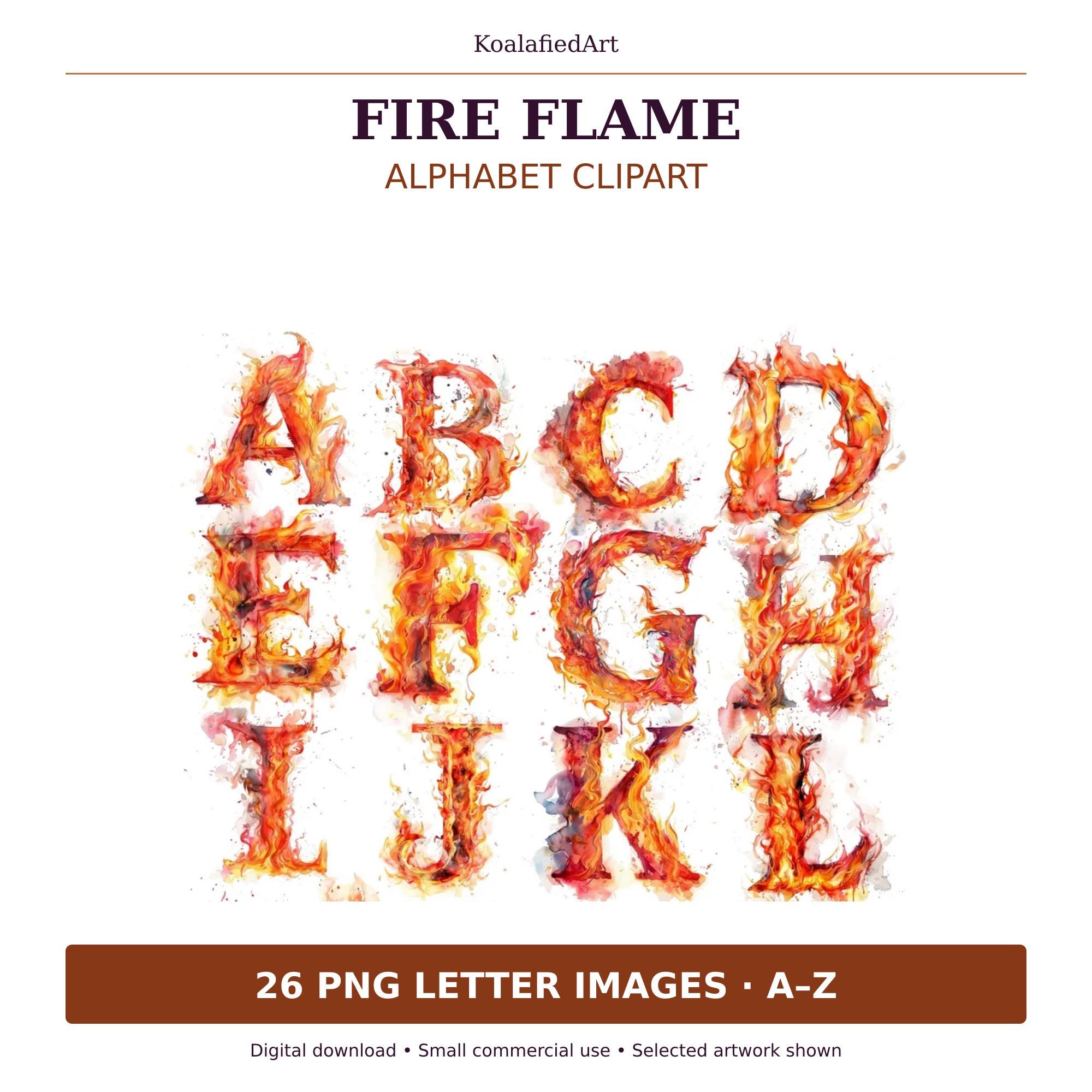 Fire Flame Alphabet PNG Clipart, 26 A–Z Fiery Letter Images for