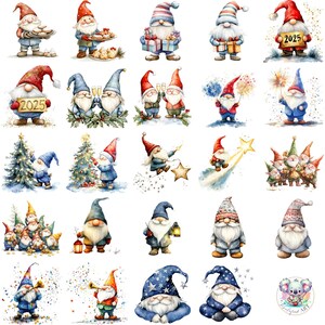 48 wunderliche Gnome Clipart Illustrationen Perfekt für Feiertagsbasteln, festliche Dekorationen, Grußkarten und kreative Projekte