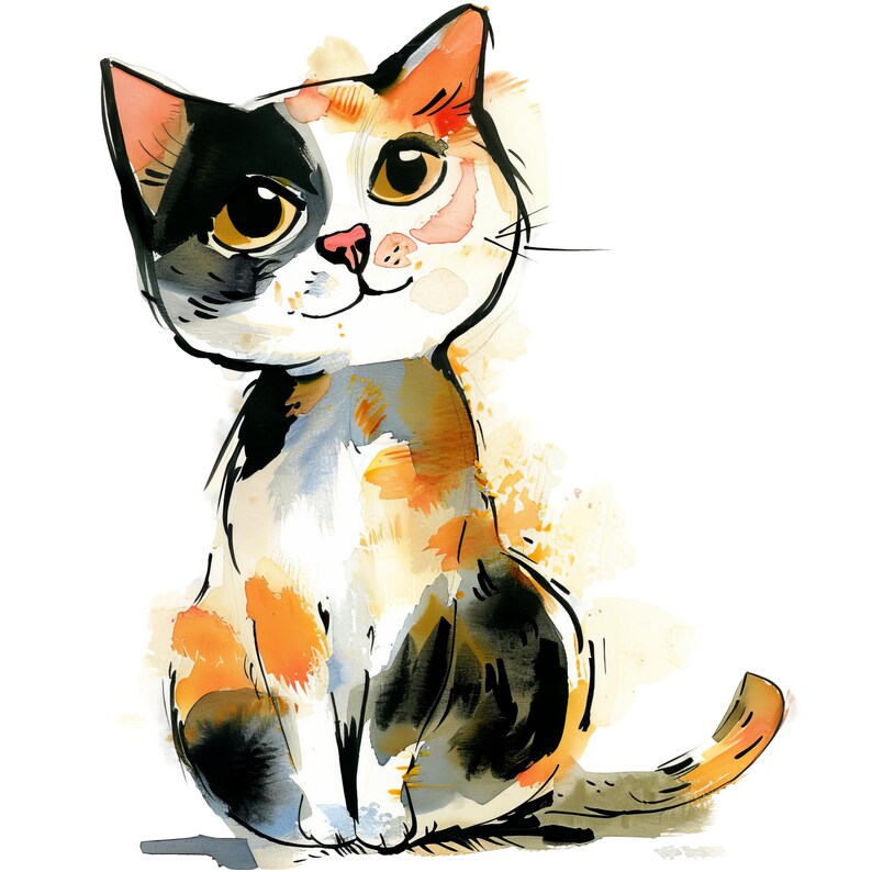 A cat with blue eyes - a cat sitting on a black background - a cat with a striped tail - a cat with rainbow colors, art blue mammal
