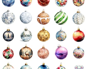 96 Imágenes prediseñadas de adornos navideños independientes: paquete PNG de decoraciones festivas para las fiestas