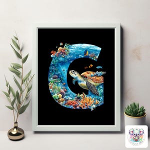 Great Barrier Reef Alphabet Clipart PNG, Sea Turtle Coral Reef Letter Art, Ocean ABC, Underwater Marine Life Font for Decor and Learning