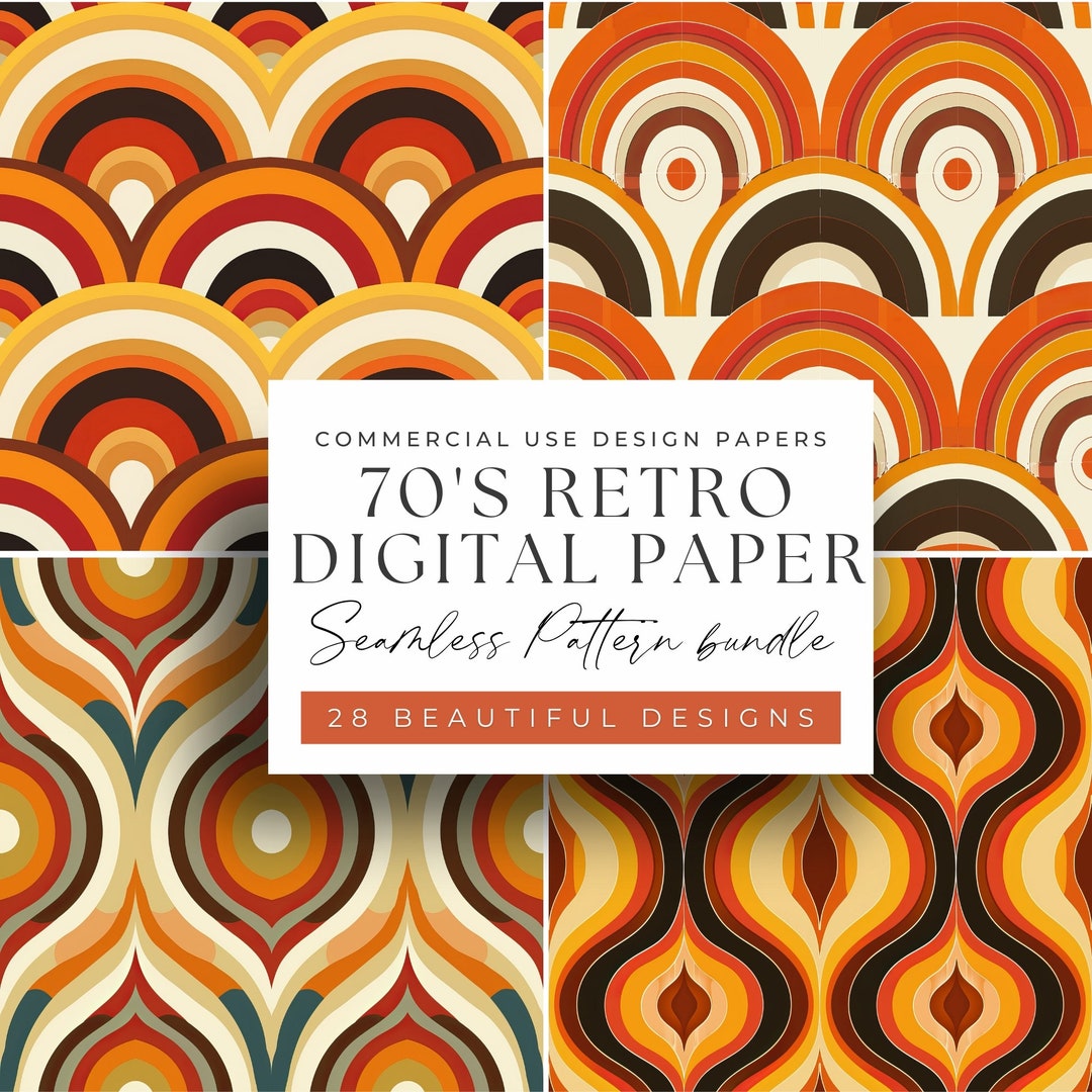 70s Retro Digital Paper Pack: Groovy Seamless Patterns (28 Jpegs) - Etsy