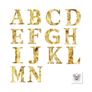 Golden Touch Alphabets - Goldfolie Buchstaben Alphabet Clipart - Komplettes elegantes PNG-Set, hochauflösende