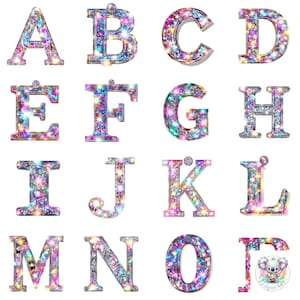 Clipart alphabet boule du Nouvel An scintillant - Ensemble complet de 26 lettres dans un superbe design haute résolution pour les célébrations festives