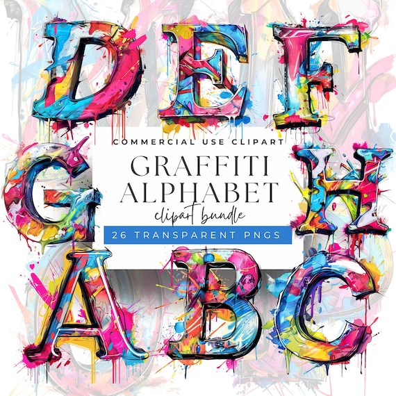 趣味 Graffiti alphabet Graffiti Alphabet Clipart: Colorful Paint Drip Letters (PNG, 300