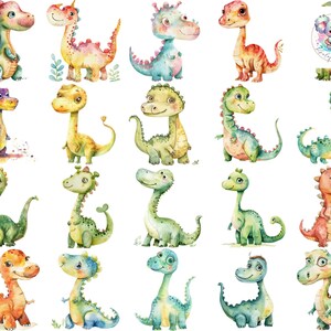 Acuarela Chica Dino Clipart PNGs - 21 Ilustraciones de alta resolución 300 DPI para arte y manualidades digitales