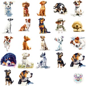 Clipart aquarelle chien du sud : illustrations de chiots campagnards (PNG)