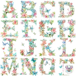 26 Origami Alphabet Buchstaben Clipart PNGs - hochauflösende 300 DPI Bilder für kreative Bastelprojekte