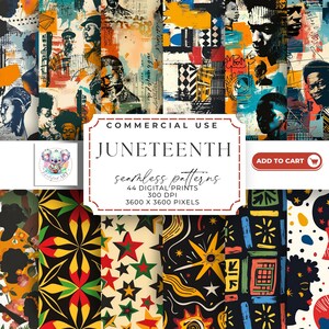 Juneteenth Seamless Pattern: African American Heritage Digital Prints (300 DPI)